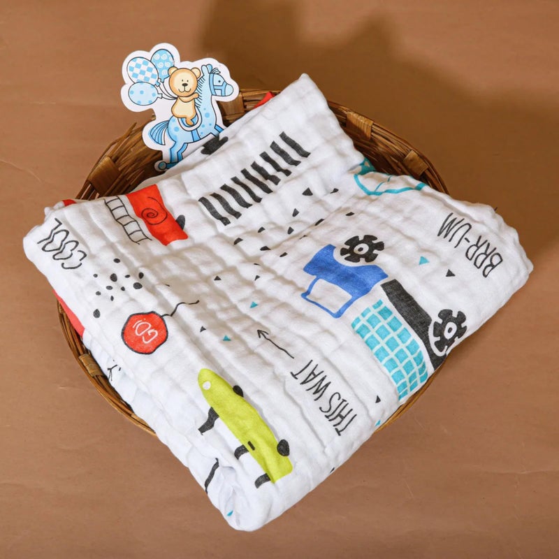 SMILE BABY 100% Organic Cotton 6-Layer Muslin Baby Blanket (100x110 cm) is Super Soft, Breathable, and Gentle on Baby's Skin. Perfect for Comfort, Warmth, and Everyday use. Includes 1 Blanket - Image 4