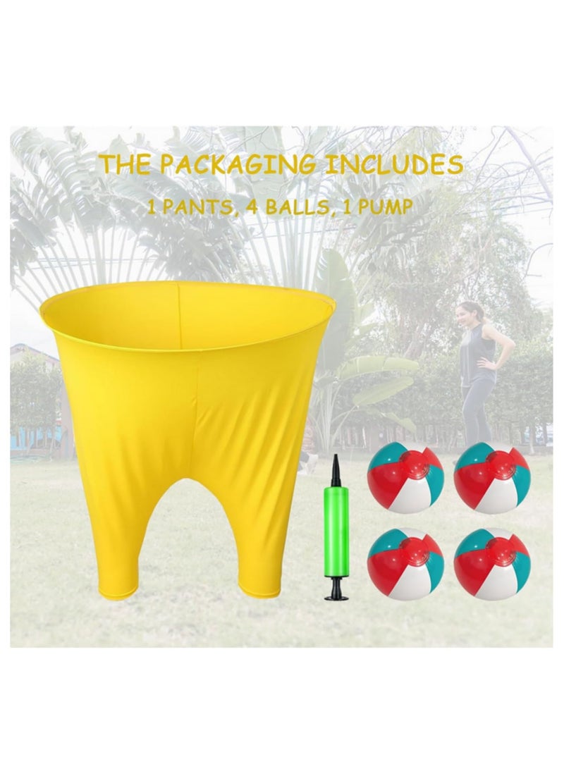 مجموعة ألعاب ساحة "جراني بانتس" مع 4 كرات نطاطة ومضخة هواء واحدة لألعاب الحفلات الخارجية ولاجتماعات العائلة والتجمعات في الفناء الخلفي وأنشطة بناء الفريق باللون الأصفر - Image 3