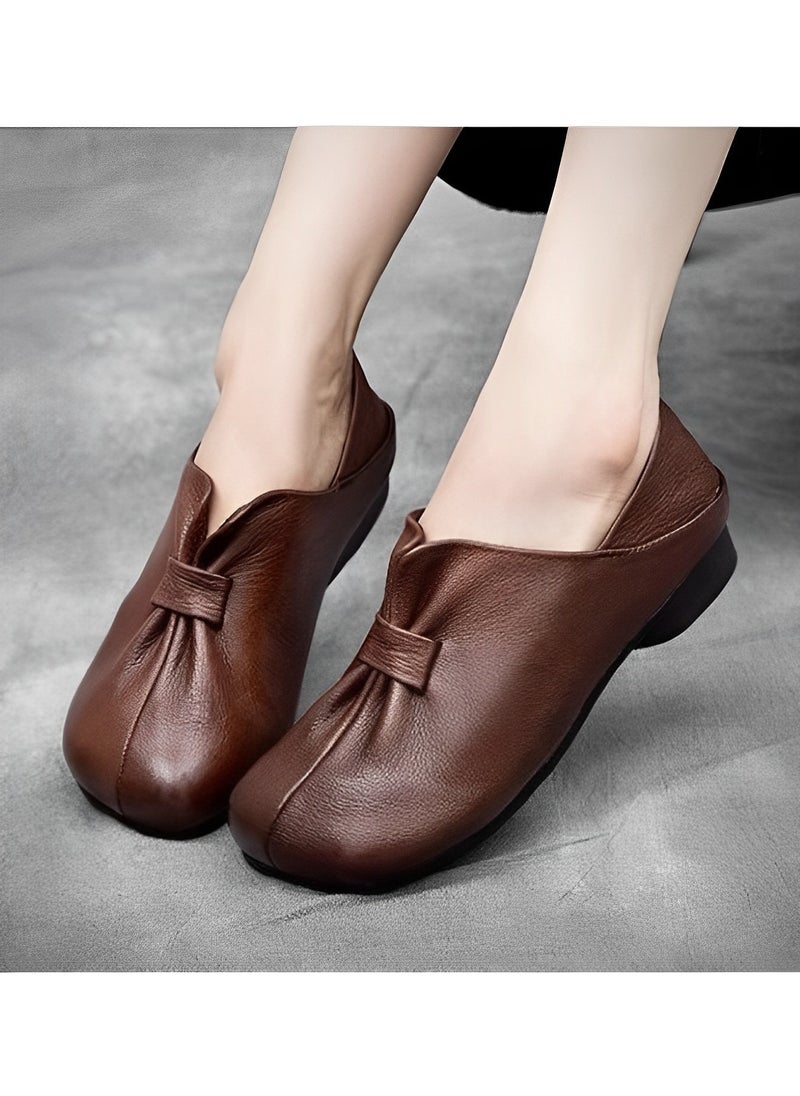 REOCLE - Women's Loafers Soft Leather Loafers Comfort Casual Quilted Leather Slip On Sneakers Dressy Moccasins Shoes - Image 1