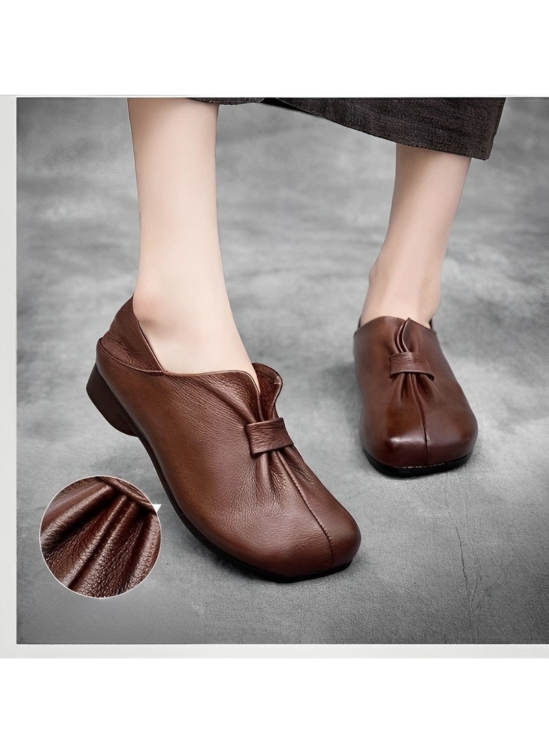 REOCLE - Women's Loafers Soft Leather Loafers Comfort Casual Quilted Leather Slip On Sneakers Dressy Moccasins Shoes - Image 1