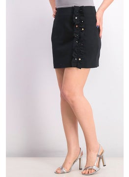 MANGO Women Crystal Detail Mini Skirt, Black  - Image 2