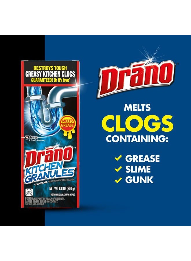 Drano Kitchen Granules Drain Clog Remover and Cleaner, Unclogs blockage from Grease or Cooking Oil, 8.8 oz - Image 3