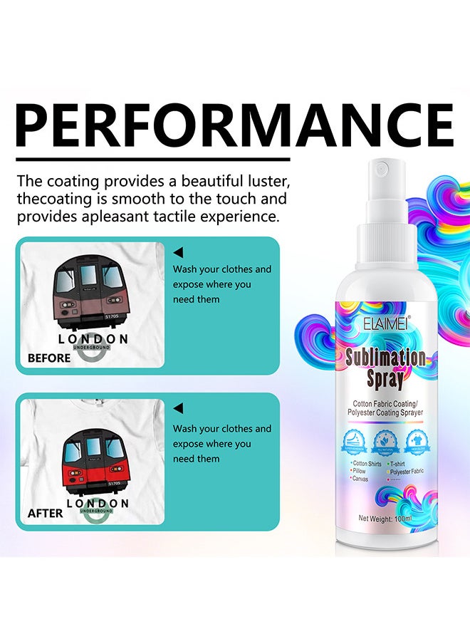 Elaimei - Sublimation Spray For Cotton Shirts 100ML, Sublimation Coating Spray For Cotton, Canvas, Polyester Fabric, Quick Dry And Waterproof, Super Adhesion, High Gloss - Image 1