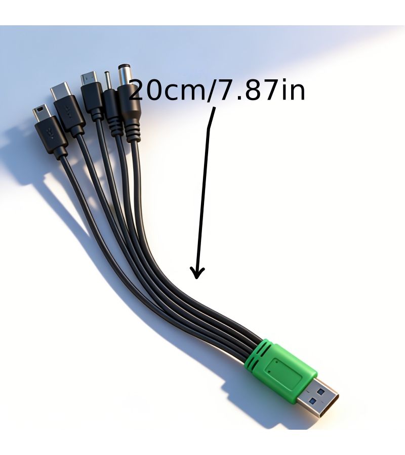 One To Five Data Cable 2pcs Multi Interface Expansion Charging Cables Green Head - Image 2