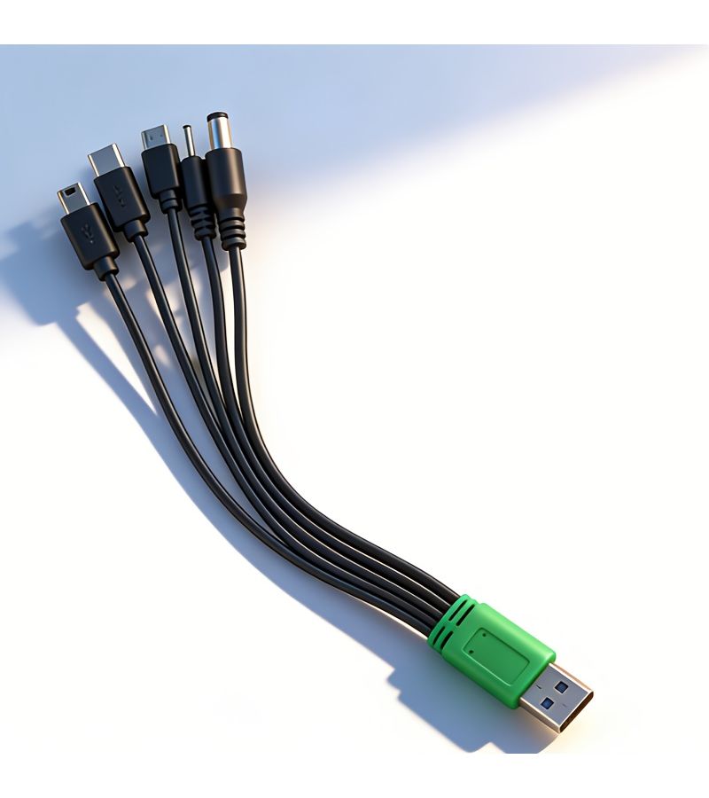 One To Five Data Cable 2pcs Multi Interface Expansion Charging Cables Green Head - Image 4