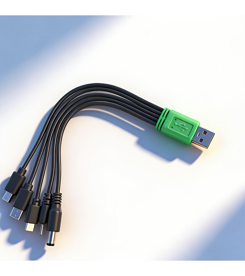 One To Five Data Cable 2pcs Multi Interface Expansion Charging Cables Green Head - Image 5