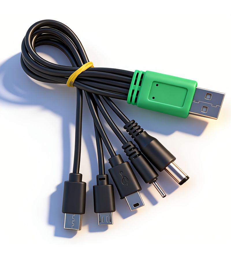 One To Five Data Cable 2pcs Multi Interface Expansion Charging Cables Green Head - Image 3