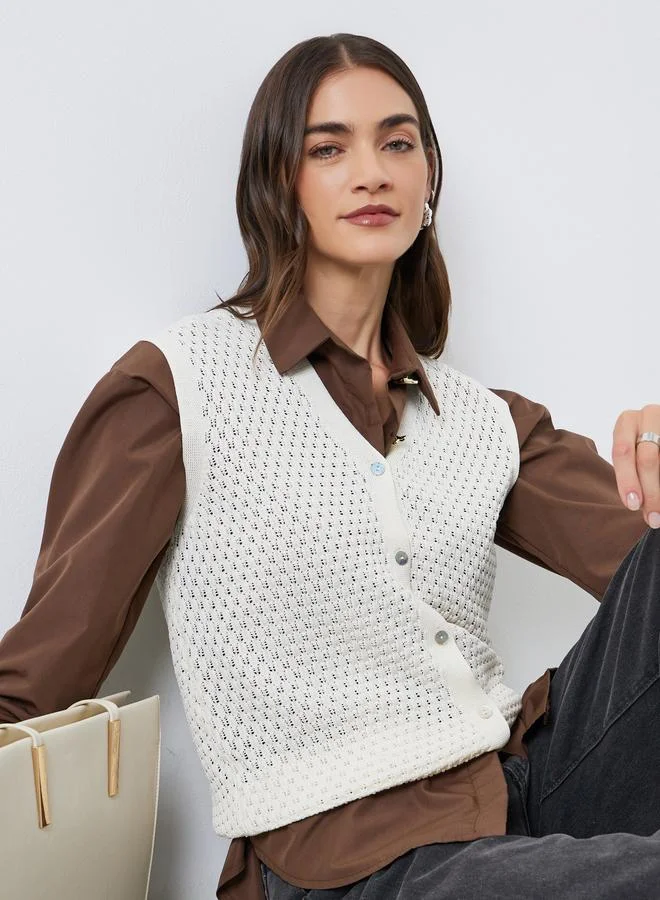 Styli Styli White Sleeveless Knit Top