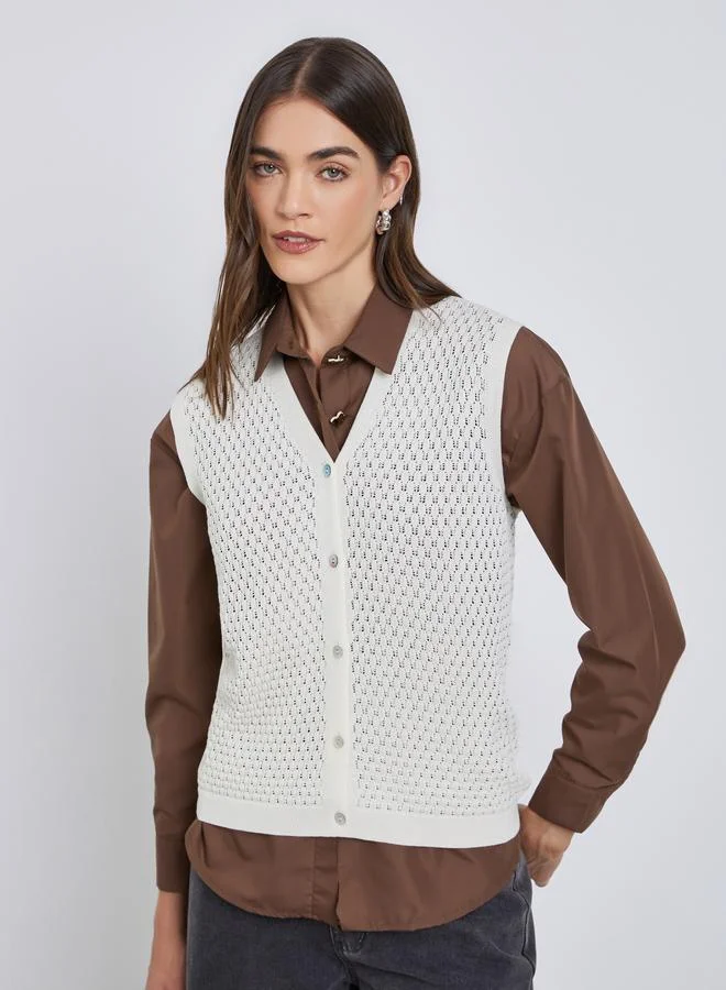 Styli Styli White Sleeveless Knit Top