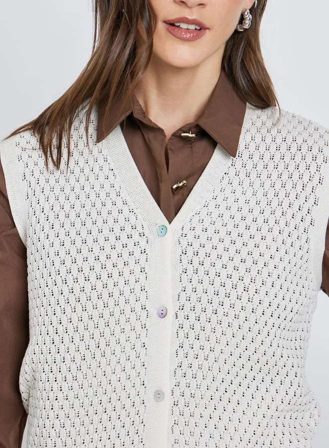 Styli Styli White Sleeveless Knit Top