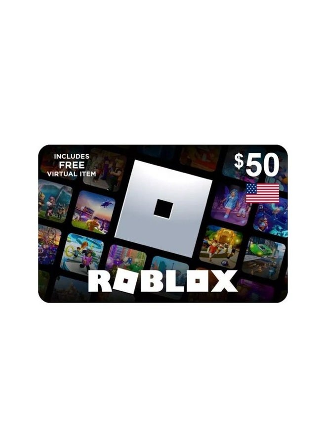 ROBLOX - بطاقة Roblox الرقمية بقيمة 50 دولارًا فقط للتسليم إلى الحساب الأمريكي عبر الرسائل القصيرة أو الواتساب - Image 1