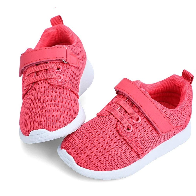 HIITAVE Toddler Girl Shoes Cute Sneakers Breathable Tennis Shoes for Walking,Trail Running,School Hot Pink 6 M US Toddler - Image 1