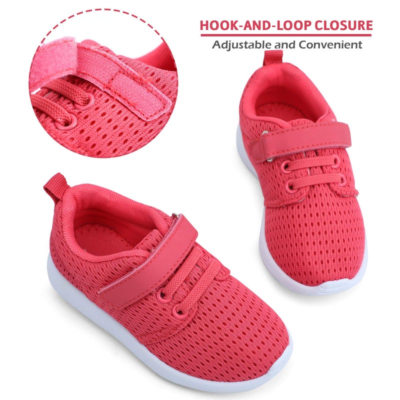 HIITAVE Toddler Girl Shoes Cute Sneakers Breathable Tennis Shoes for Walking,Trail Running,School Hot Pink 6 M US Toddler - Image 4