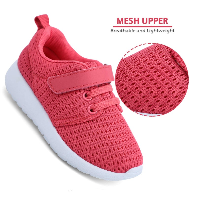 HIITAVE Toddler Girl Shoes Cute Sneakers Breathable Tennis Shoes for Walking,Trail Running,School Hot Pink 6 M US Toddler - Image 3