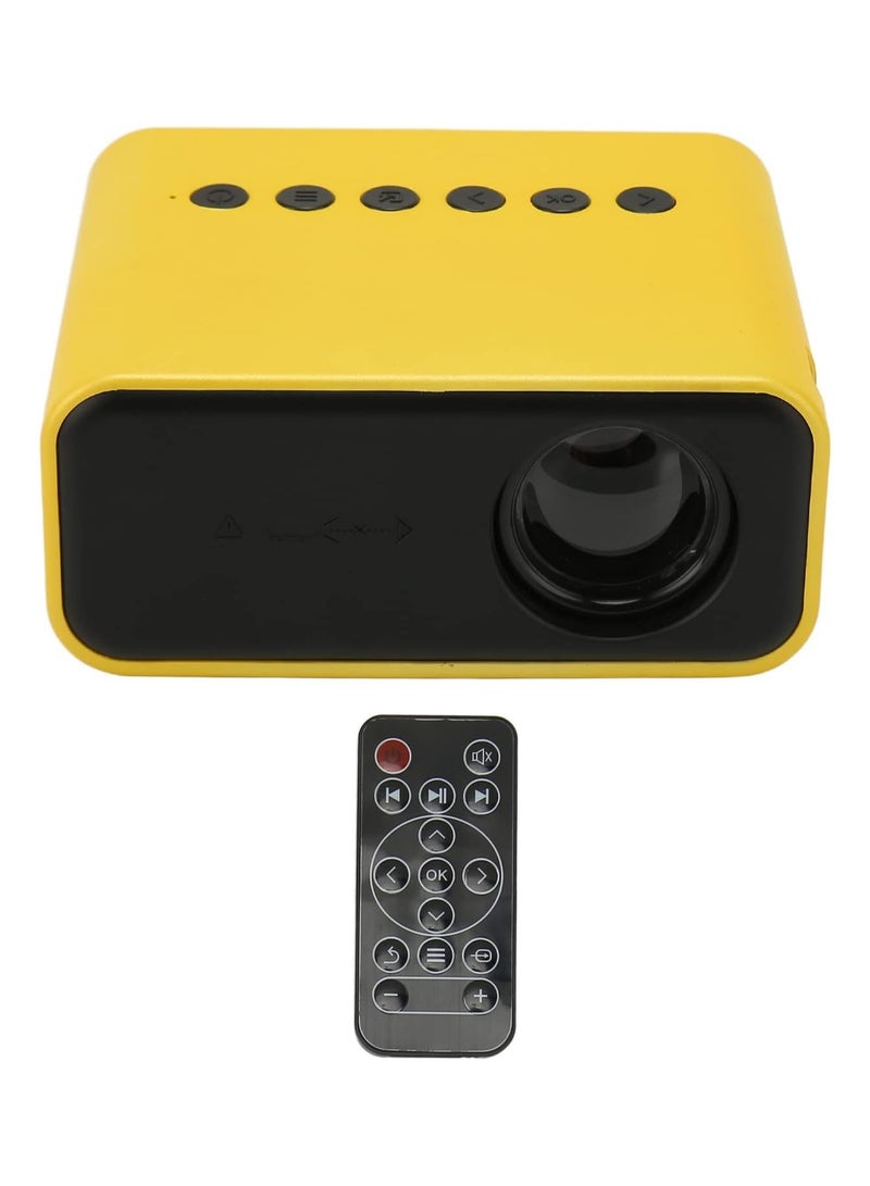 Video Projector, Yellow Portable Movie Projector Eye Protection Small 1920x1080 1080P HD 100-240V LED for Kids for Outdoor (US Plug) - Image 1