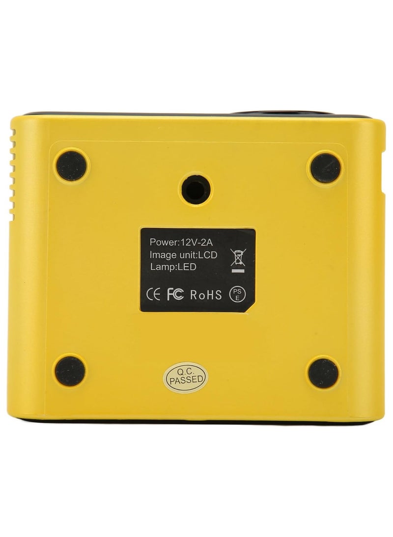 Video Projector, Yellow Portable Movie Projector Eye Protection Small 1920x1080 1080P HD 100-240V LED for Kids for Outdoor (US Plug) - Image 5
