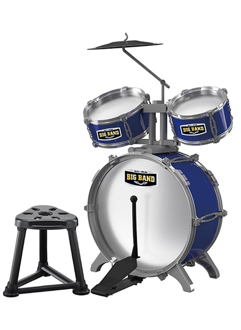 Little Story Kids Drum Set Musical Instrument wt Stool - Blue  - Image 1