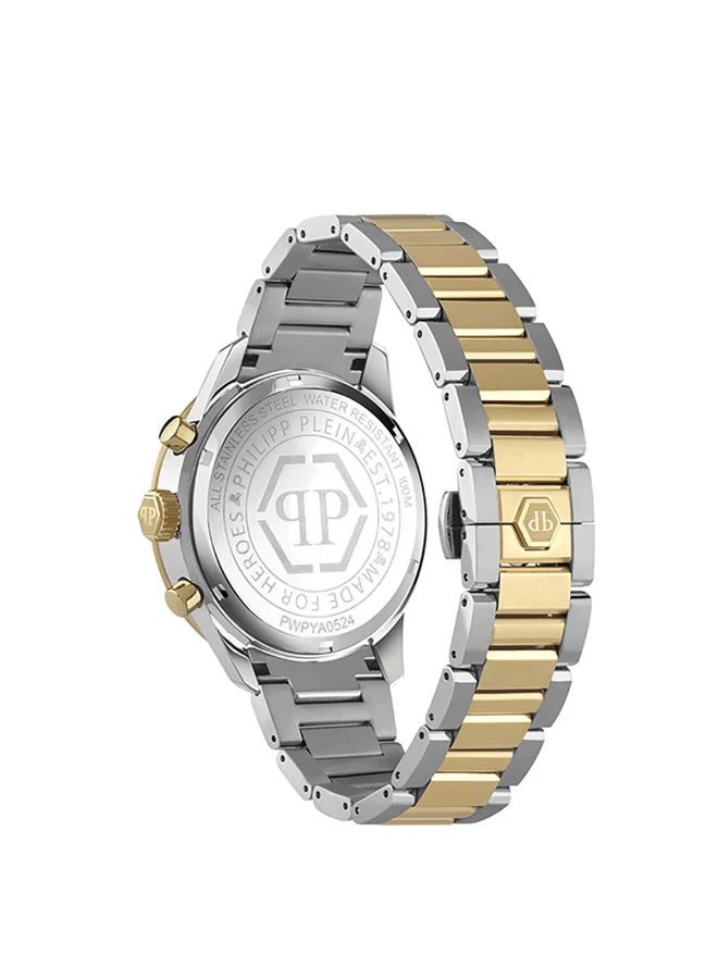 PHILIPP PLEIN PLEINMETER Philipp Plein Supreme Men's Chronograph Watch, Gold & Emerald Green Design, Two-Tone Bracelet, 44mm Stainless Steel Case, 50m Water Resistant