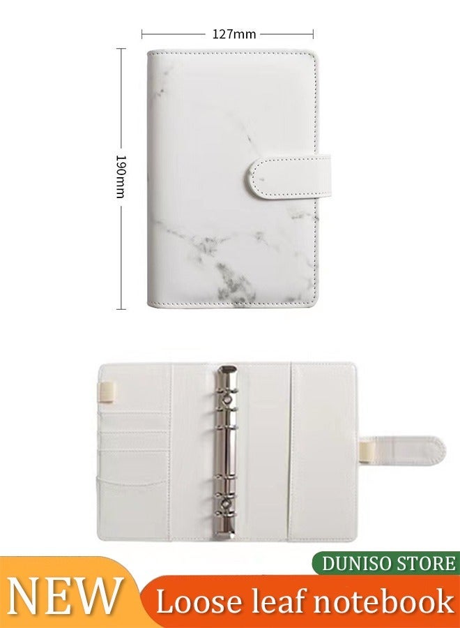 DUNISO A5 Leathe Binder With 10 Pcs A5 Zipper Bag And 12 Sheets Budget Sheet, 6 Ring Binder Planner Notebooks Portfolio For A5 Filler Paper (No Paper) Marble White - Image 1