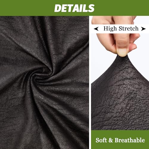 FUANGUI Bar Stool Covers Set of 2, Faux Leather Looking Stretch Bar Stool Chair Cover Slipcovers, Counter Stool Bar Chair Covers for Kitchen Pub Dining Room Retro Style Home Deco- Black - Image 3