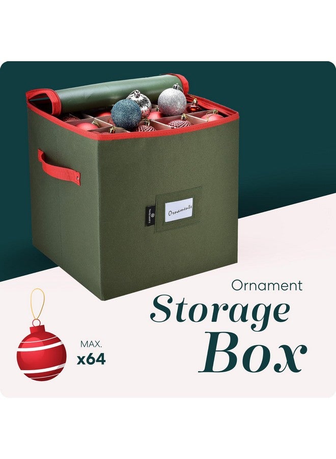 Handy Laundry Christmas Ornament Storage - Stores up to 64 Holiday Ornaments, Adjustable Dividers, Zippered Closure with Two Handles. Attractive Storage Box Keeps Holiday Decorations Clean and Dry for Next Season - Image 2