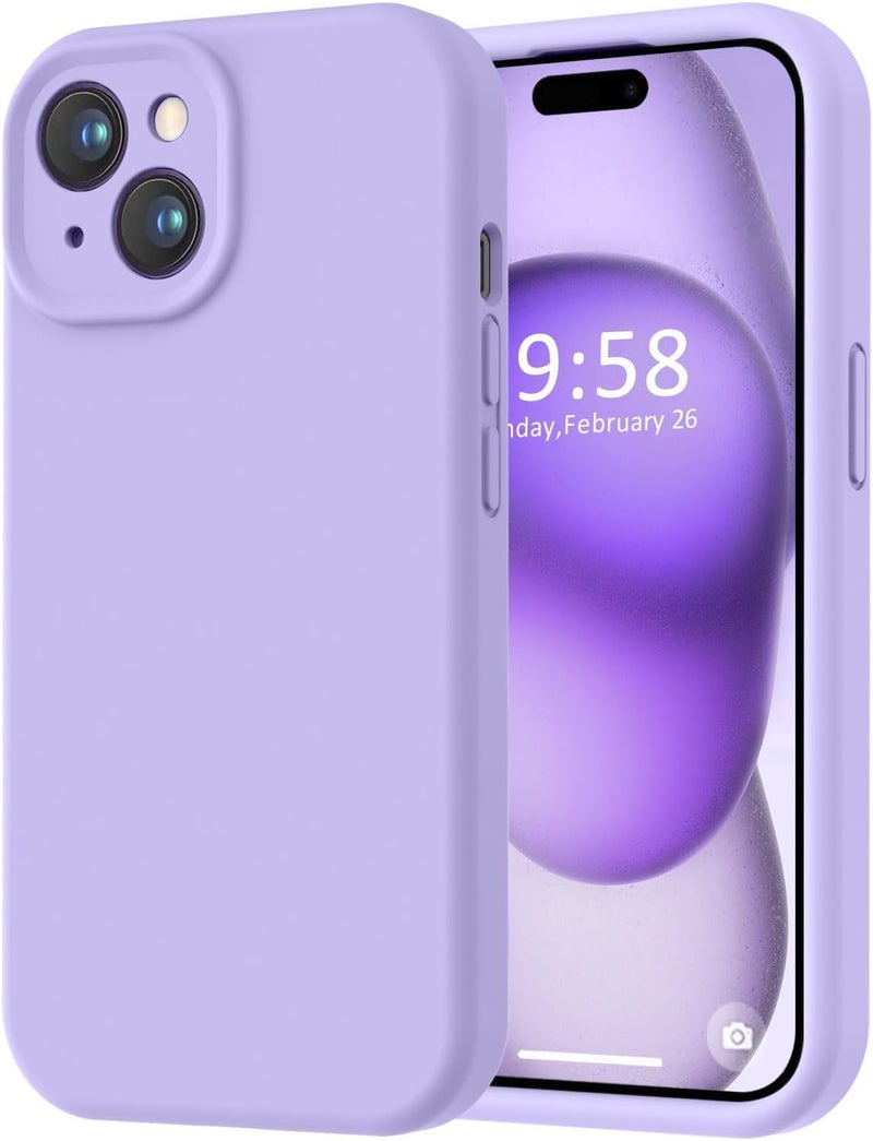 mobistyle Liquid Silicone Back Cover Case for iPhone 15 | Soft Micro-Fibre Lining Inside | Camera & Screen Protection | Shockproof Back Cover Case for iPhone 15 (Silicone, Purple) - Image 1