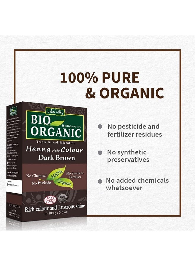 Indus Valley Bio Organic Natural Henna Hair Color Dark Brown 100gm| 100% Gray Hair Coverage And Long Lasting Hair Dye | Vegan and Cruelty-Free - Image 2