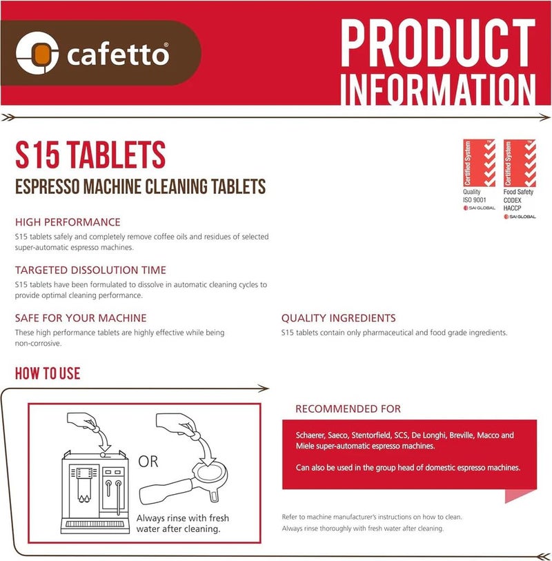 CAFETTO S15 Espresso Machine Cleaning Tablets - 8 Tablets - Image 3