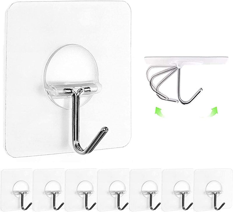 Dargoba stainless steel Self Adhesive Hooks for Wall Without Drilling, 20 Pcs Heavy Duty Waterproof Wall Hooks for Hanging Strong - Transparent Wall Hanging Hook, Clothes Hanging - Image 2