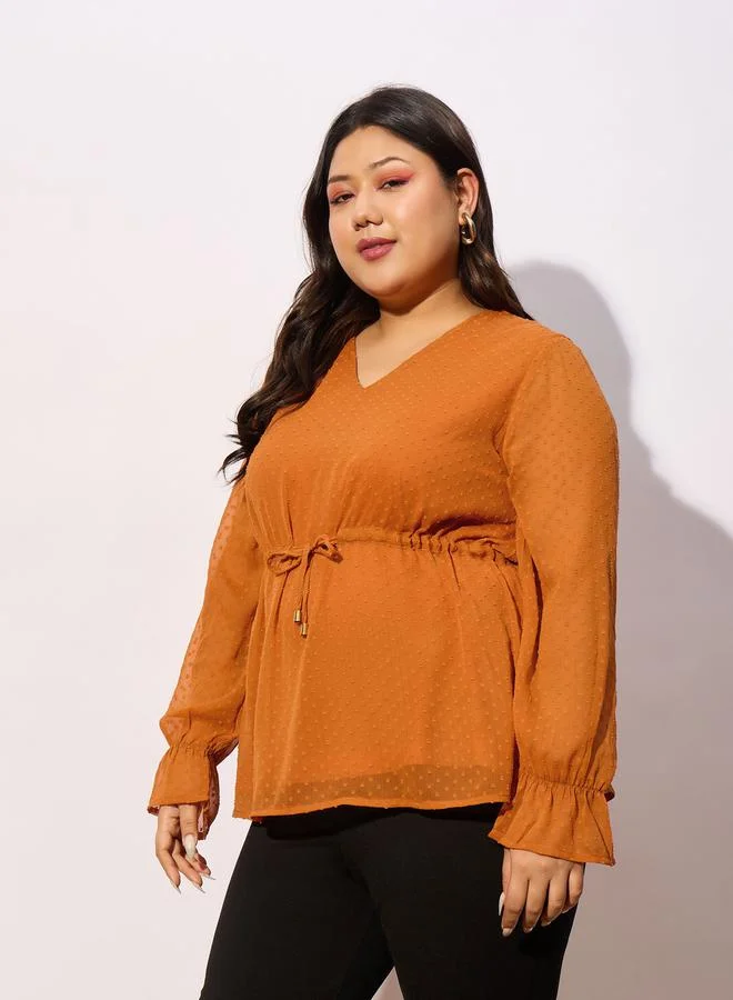 SASSAFRAS SASSAFRAS Plus  Dobby Top with Tie-Up Detail