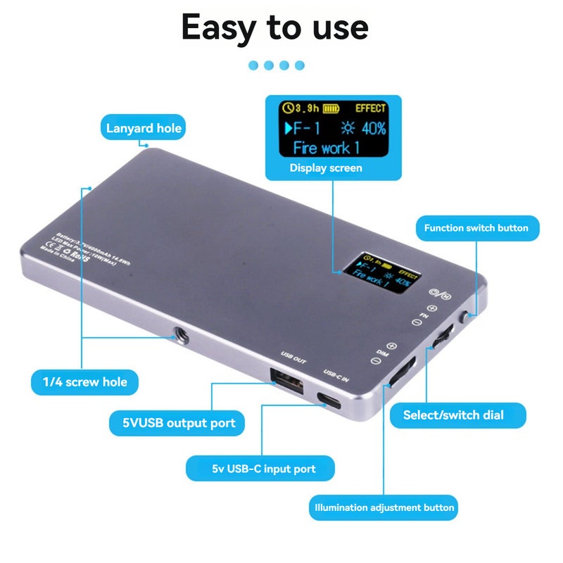 RGB fill light portable photography photo led soft video light CRI≥95 2500-9000K full colour 21 light effect can be emergency rechargeable photography light - Image 3