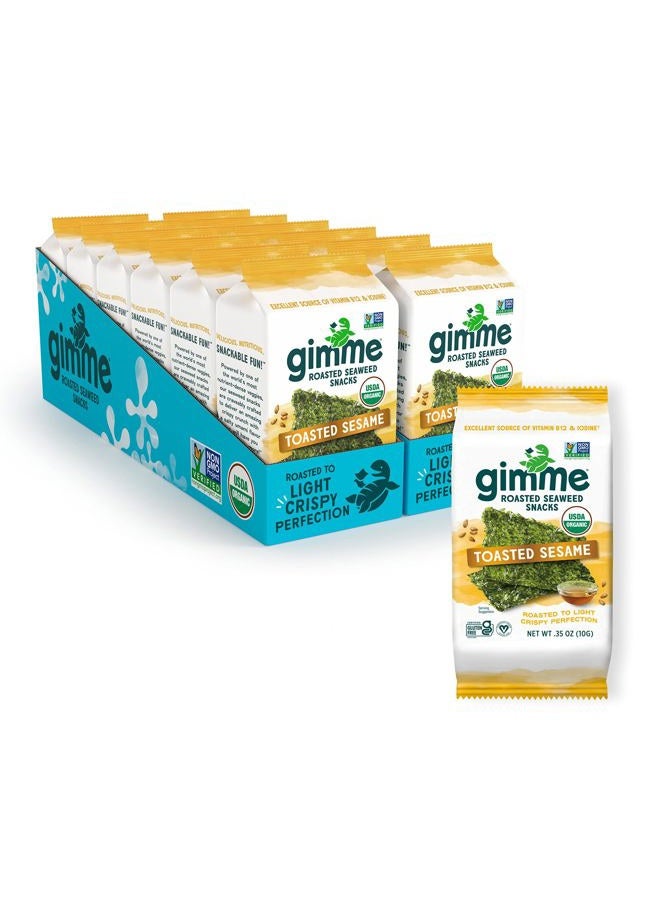 Gimme جيمي - وجبات خفيفة من الأعشاب البحرية المحمصة العضوية بالسمسم 0.35 أونصة 137315 - Image 1