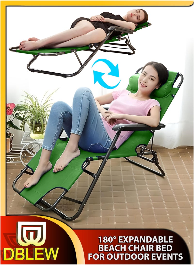 Chair Bed Compact Folding Sun Lounger DBLEW Adjustable Folding