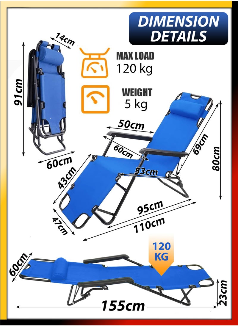 DBLEW - Adjustable Folding Reclining Lounge Chair Zero Gravity Beach Chair Outdoor and Indoor Sun Lounger Bench Lying Bed Compact Foldable For Pool Side Patio Beach Picnic Camping Garden Balcony Relaxation - Image 1