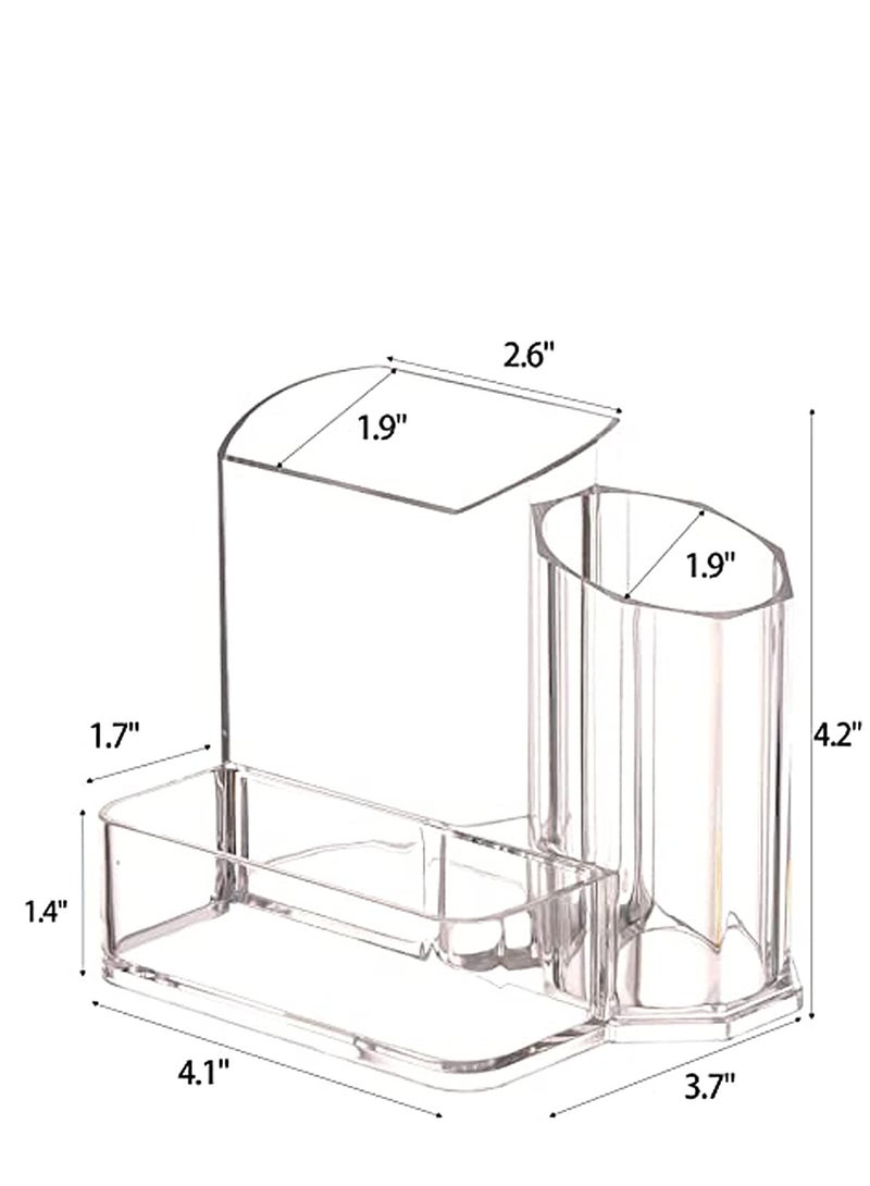 SYOSI Clear Makeup Brush Holder, 3-Compartment Different Size Cosmetics Organizer Storage - Image 4