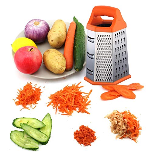 SYGNIUS 6-Sided Stainless Steel Multipurpose Grater and Slicer Wood Finish for Cut Vegetables, Ginger,Cucumbers, Carrots, Potatoes - Image 5