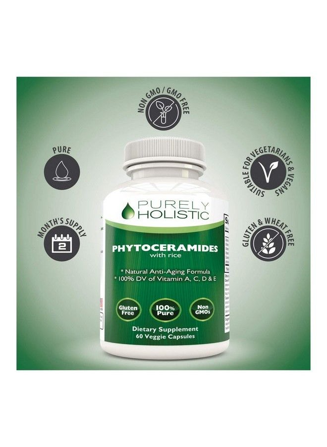 Purely Holistic - Phytoceramides Skin Therapy Supplement 60 Capsules 100% Rice Based 100% Natural Vegetarian Vegan Capsules 100% Dv Of Vitamin Acd  E With No Fillers Or Artificial Ingredients - Image 1