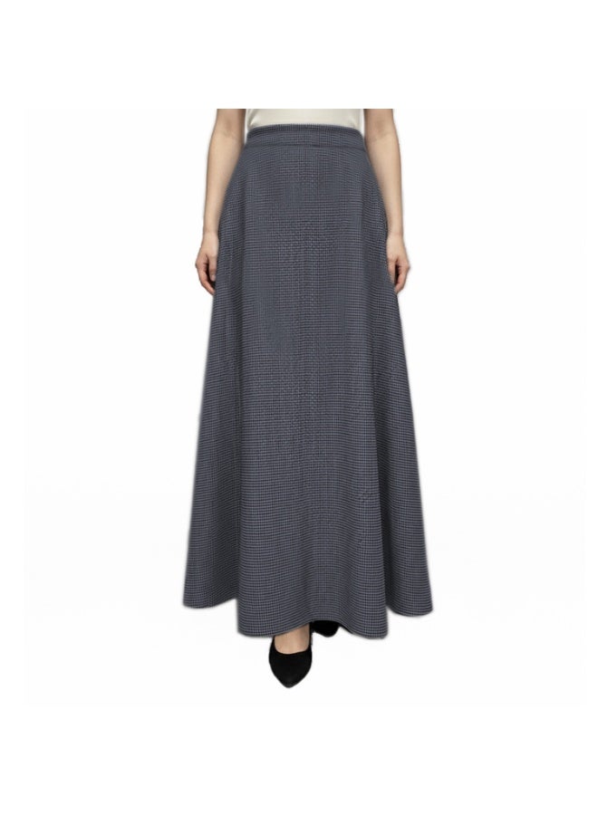Smoky Egypt Velvet Checked Maxi Circle Skirt-Gray - Image 1