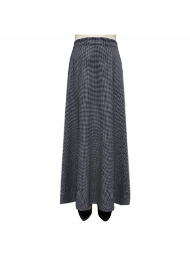 Smoky Egypt Velvet Checked Maxi Circle Skirt-Gray - Image 2