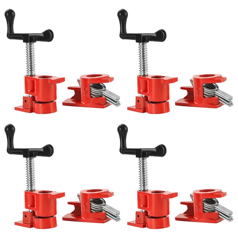 FLK Tech Wood Gluing Pipe Clamp Fixture for 34 Inch Pipe Heavy Duty Pipe Clamps Cast Iron Wood Clamps Quick Release for Woodworking Carpentry Home Improvement and DIY Projects