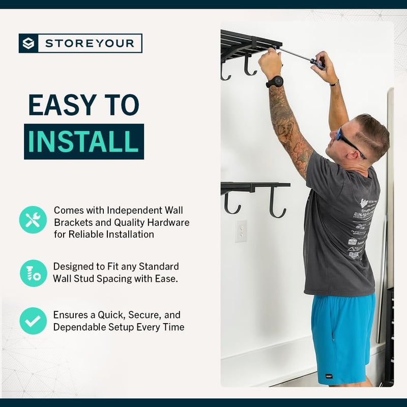 StoreYourBoard Heavy Duty Garage Shelf Wall Mount 1ft x 4ft â€“ Wall-Mounted Shelving for Storage & Organization â€“ Heavy Duty Garage Shelves for Tools, Bins, & Equipment â€“ Holds 400 lbs â€“ Black - Image 3