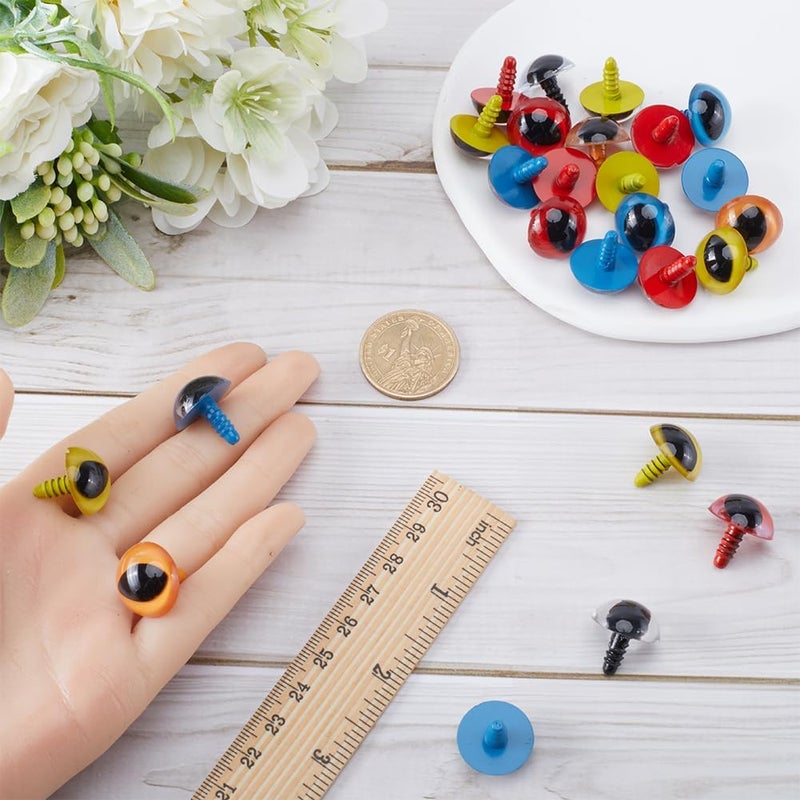 GORGECRAFT A Box 80Pcs 10 Styles Plastic Doll Eyes 10mm 18mm Colored Craft Safety Eyes with Washers for Plush Stuffed Animal Crochet Bear Doll Teddy Crafts Making Supplies Blue Yellow White Red Orange - Image 3
