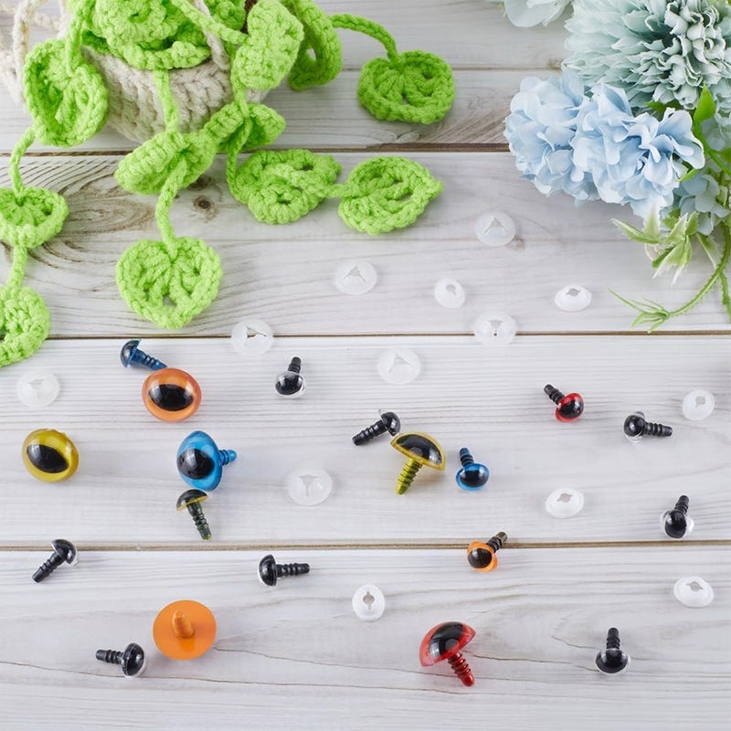 GORGECRAFT A Box 80Pcs 10 Styles Plastic Doll Eyes 10mm 18mm Colored Craft Safety Eyes with Washers for Plush Stuffed Animal Crochet Bear Doll Teddy Crafts Making Supplies Blue Yellow White Red Orange - Image 4