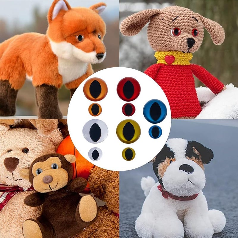 GORGECRAFT A Box 80Pcs 10 Styles Plastic Doll Eyes 10mm 18mm Colored Craft Safety Eyes with Washers for Plush Stuffed Animal Crochet Bear Doll Teddy Crafts Making Supplies Blue Yellow White Red Orange - Image 5