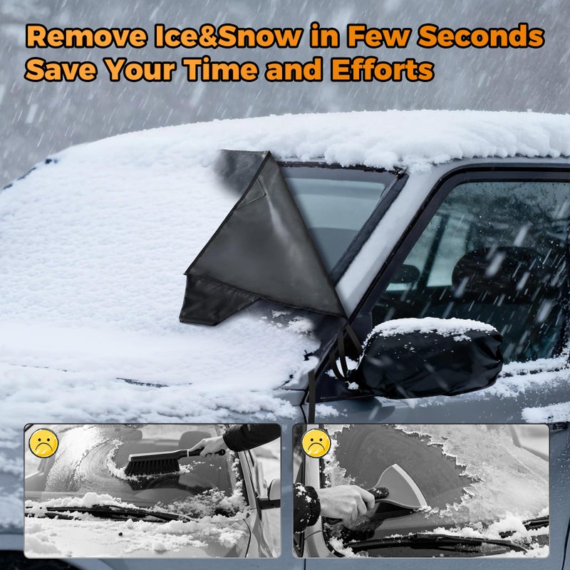 Automost Windshield Cover for Ice and Snow Heavy Duty 600D Oxford Fabric Magnetic Windshield Protector for Car SUV Truck Windproof Waterproof Frost Cover with Side Mirror Covers (Large (74"x43")) - Image 5