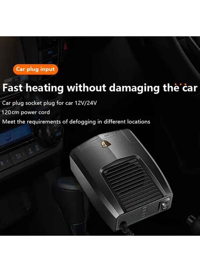 24V Black Portable Car Heater Defroster Defogger With 360 Rotating Base Two Speeds - Image 3
