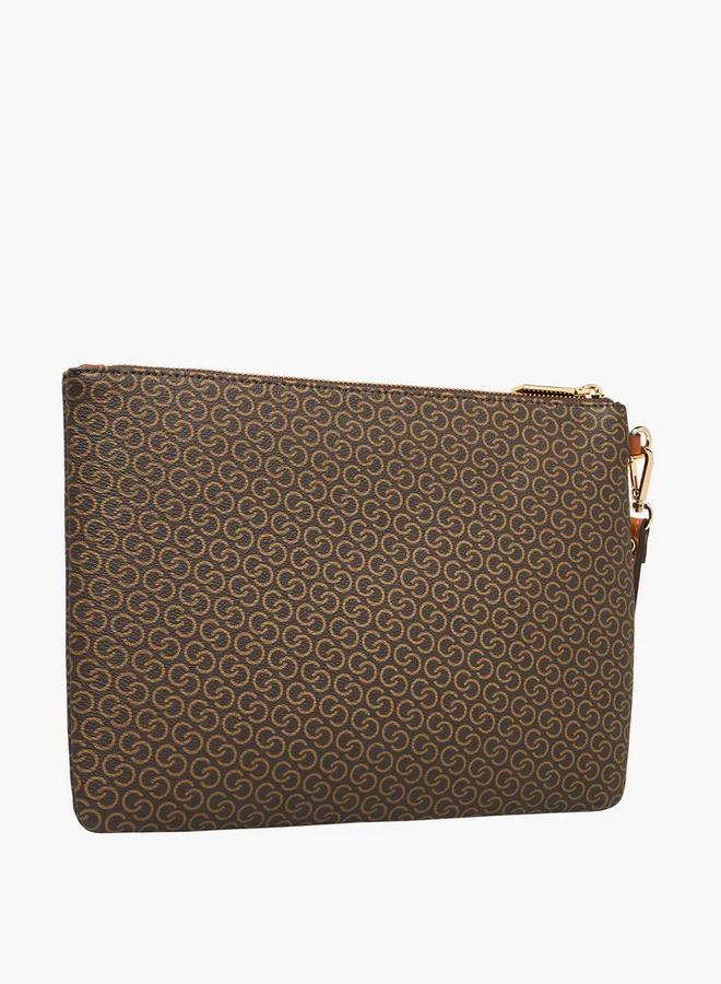 Celeste Monogram Print Clutch with Zip Closure