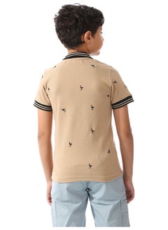 Andora Pique Short Sleeves Polo Shirt For Boys _ Beige & Black  - Image 4