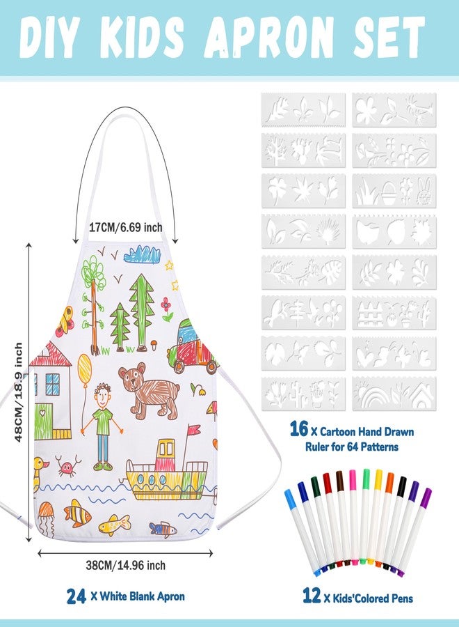 بليلي Pllieay 52 قطعة من مآزر الأطفال المصنوعة يدويًا، مآزر بيضاء للأطفال الصغار مع قلم ملون وقوالب دفتر يوميات للرسم والمطبخ والطبخ - Image 2