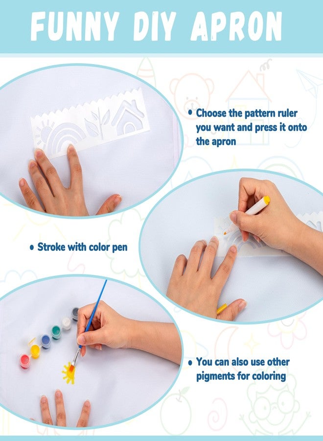بليلي Pllieay 52 قطعة من مآزر الأطفال المصنوعة يدويًا، مآزر بيضاء للأطفال الصغار مع قلم ملون وقوالب دفتر يوميات للرسم والمطبخ والطبخ - Image 3